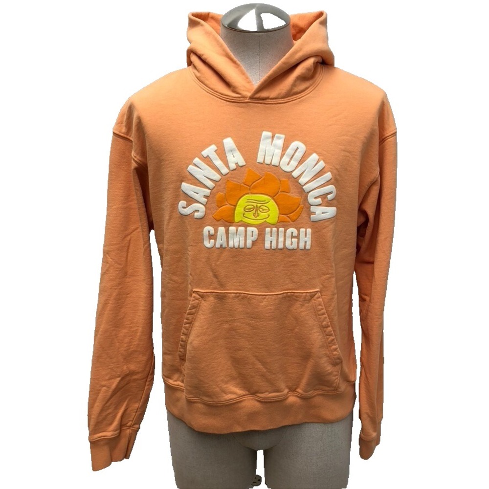 Camp High Santa‎ Monica Graphic Hoodie Sweatshirt Mens Medium Orange School